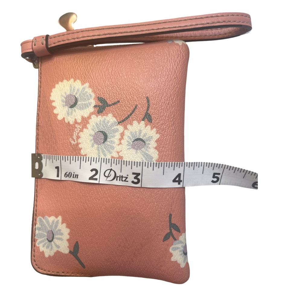 Coach Pink Floral Leather Wristlet Clutch - Picture 3 of 12
